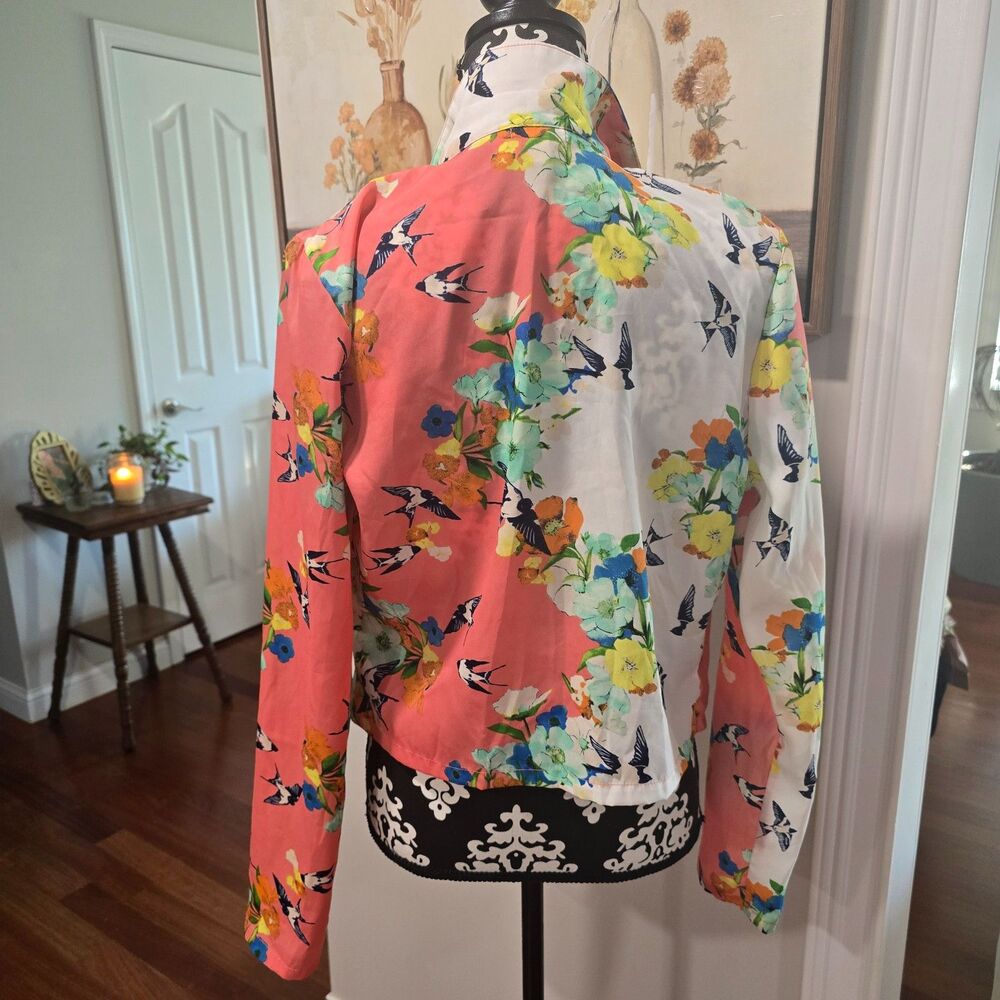 Vintage Bongo Y2K inspired expressive maximalist mixed media open L jacket 0687